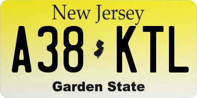 NJ license plate A38KTL