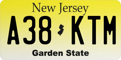 NJ license plate A38KTM