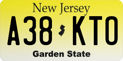 NJ license plate A38KTO