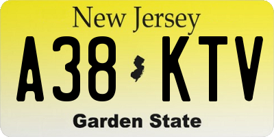 NJ license plate A38KTV