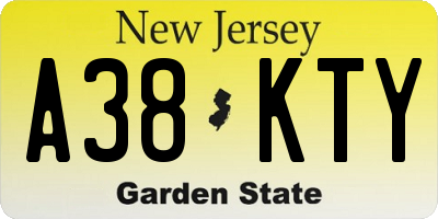 NJ license plate A38KTY