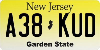 NJ license plate A38KUD
