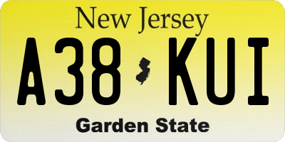 NJ license plate A38KUI