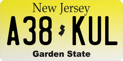 NJ license plate A38KUL