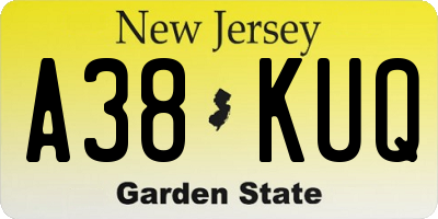 NJ license plate A38KUQ