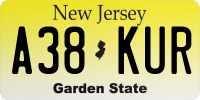 NJ license plate A38KUR