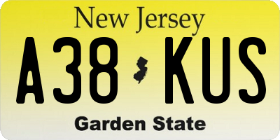 NJ license plate A38KUS