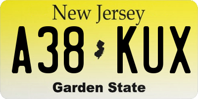 NJ license plate A38KUX