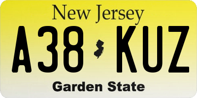 NJ license plate A38KUZ