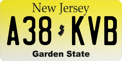 NJ license plate A38KVB