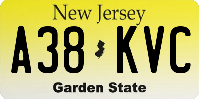 NJ license plate A38KVC