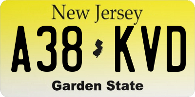 NJ license plate A38KVD