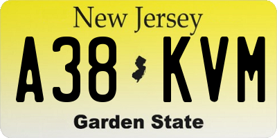 NJ license plate A38KVM