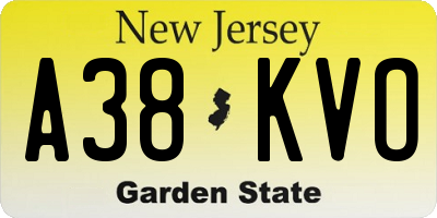NJ license plate A38KVO