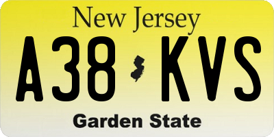 NJ license plate A38KVS
