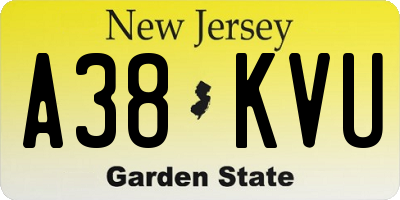 NJ license plate A38KVU