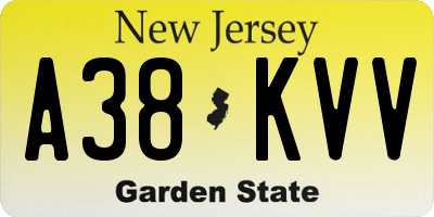 NJ license plate A38KVV