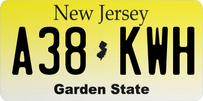 NJ license plate A38KWH
