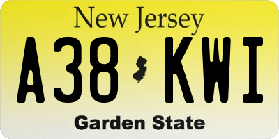 NJ license plate A38KWI