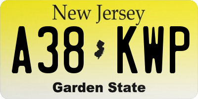 NJ license plate A38KWP