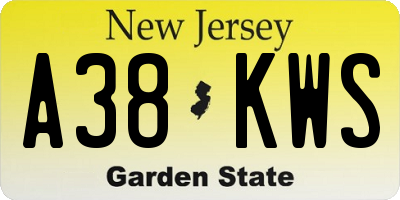 NJ license plate A38KWS
