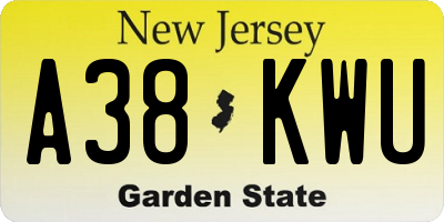 NJ license plate A38KWU