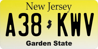 NJ license plate A38KWV