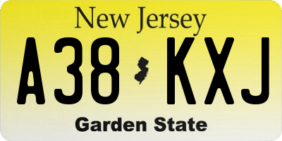 NJ license plate A38KXJ