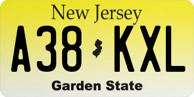 NJ license plate A38KXL