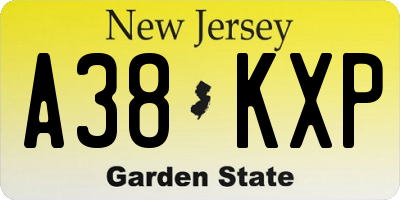 NJ license plate A38KXP