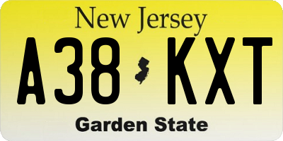 NJ license plate A38KXT