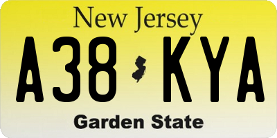 NJ license plate A38KYA