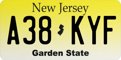 NJ license plate A38KYF