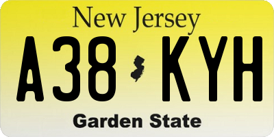 NJ license plate A38KYH