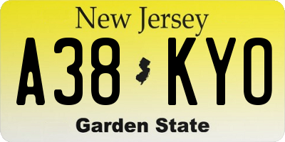 NJ license plate A38KYO
