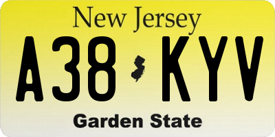 NJ license plate A38KYV