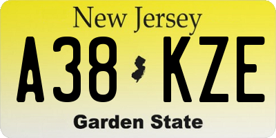 NJ license plate A38KZE
