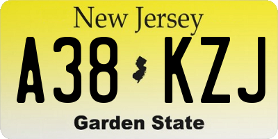 NJ license plate A38KZJ