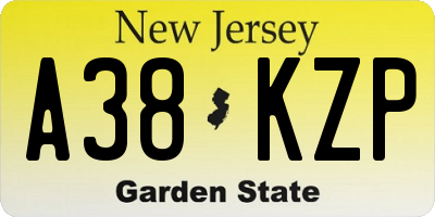 NJ license plate A38KZP