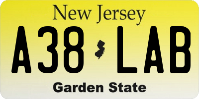 NJ license plate A38LAB