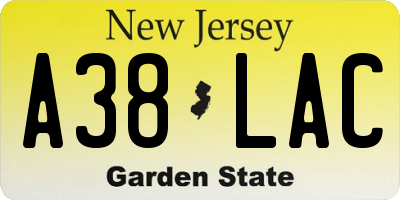 NJ license plate A38LAC