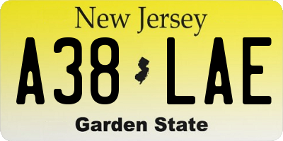 NJ license plate A38LAE