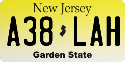 NJ license plate A38LAH