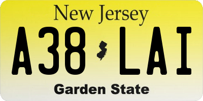 NJ license plate A38LAI