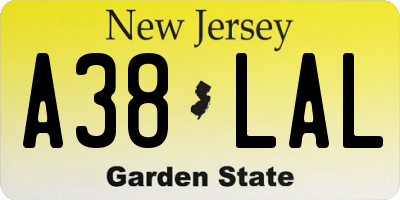 NJ license plate A38LAL