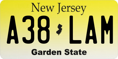 NJ license plate A38LAM
