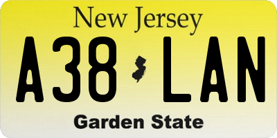 NJ license plate A38LAN
