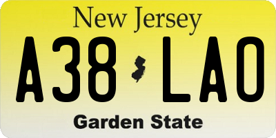 NJ license plate A38LAO