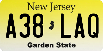 NJ license plate A38LAQ