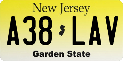 NJ license plate A38LAV